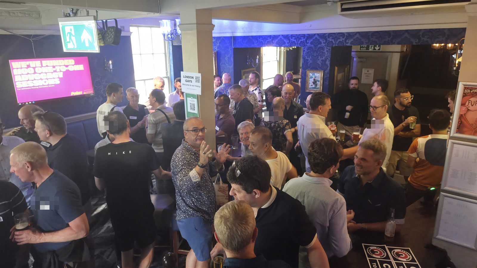 Busy London Gays social event at the Duke of Wellington in Soho